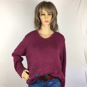 JJill embroidered purple sweater